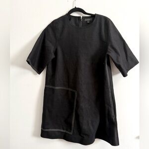 COS Black Topstitched Wool/Cashmere Short Sleeve Shift Dress - Black - Size 6